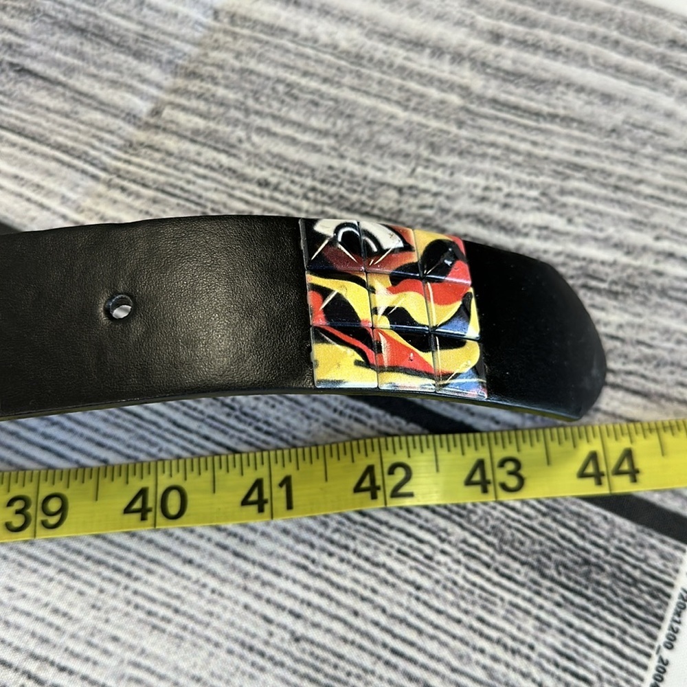 Genuine Italian Design Leather Belt Unisex • Tiger Tiles • Sz L • NEW!! - Picture 8 of 10